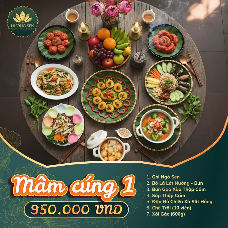 Mâm cỗ chay cô Tuyền