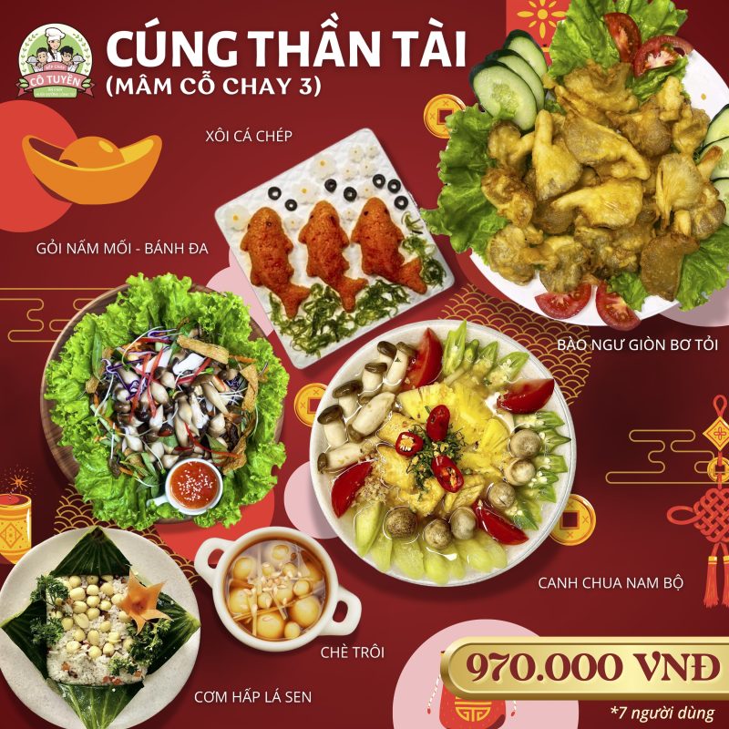 Mâm cỗ chay cô Tuyền