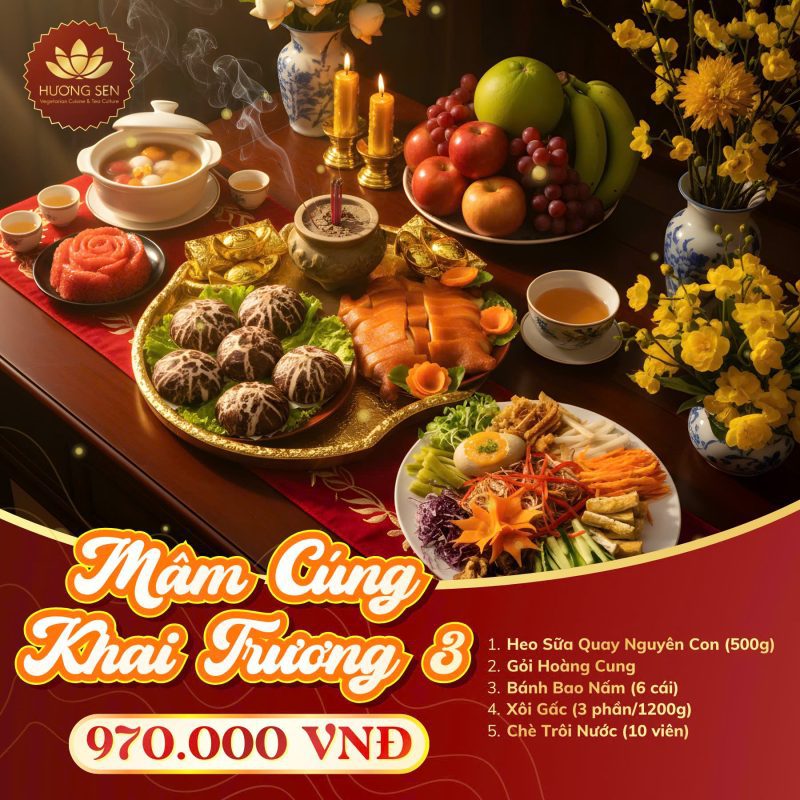 Mâm cỗ chay cô Tuyền