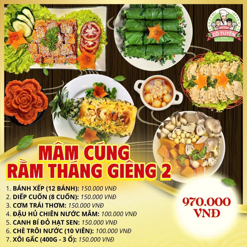 Mâm cỗ chay cô Tuyền