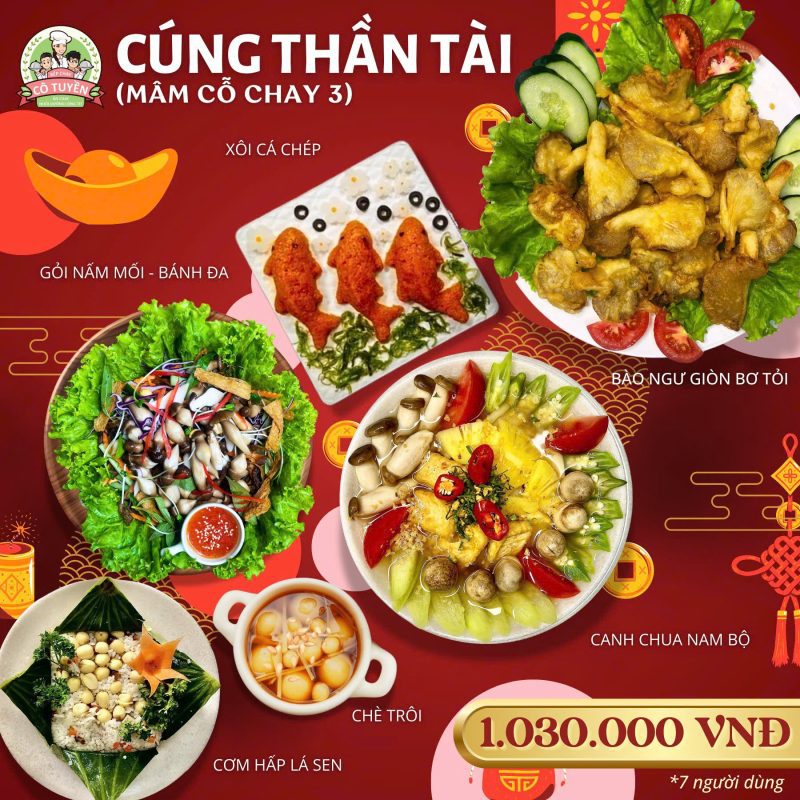 Mâm cỗ chay cô Tuyền