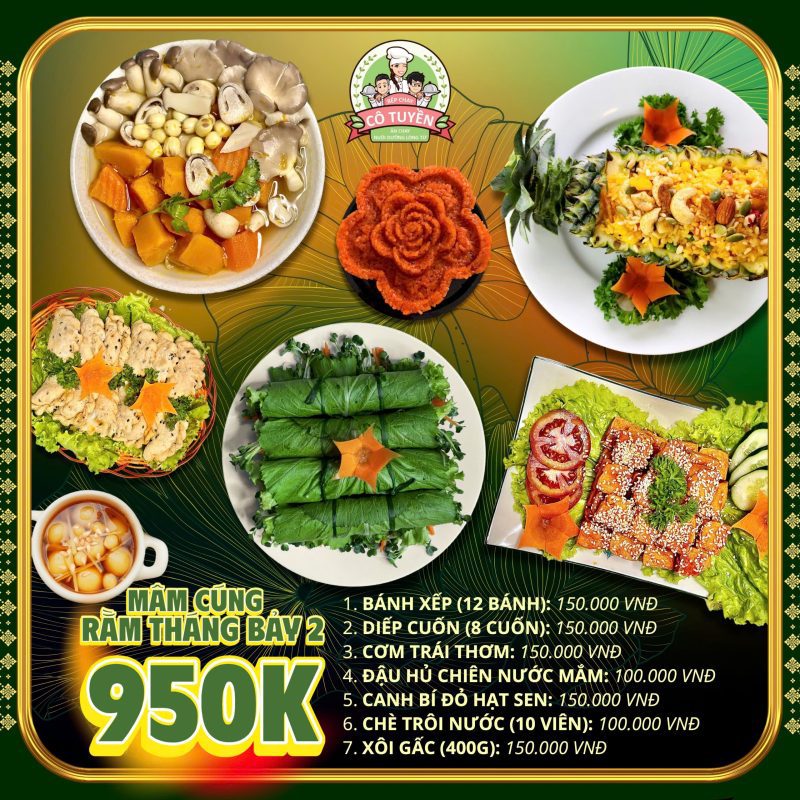 Mâm cỗ chay cô Tuyền